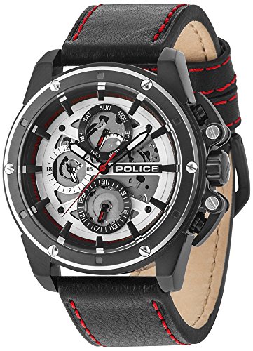 Police Reloj Multiesfera para Hombre de Cuarzo con Correa en Cuero PL14688JSBS.04