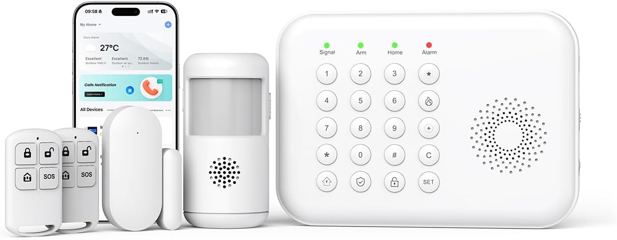 PGST Home Security System,Keyboard WiFi+GSM/4G Wireless Alarm System with Instant App Alerts,Compatible with Alexa,Phone App Control,Motion Detectors,Remote,Door/Window Sensors,NO Monthly Fees