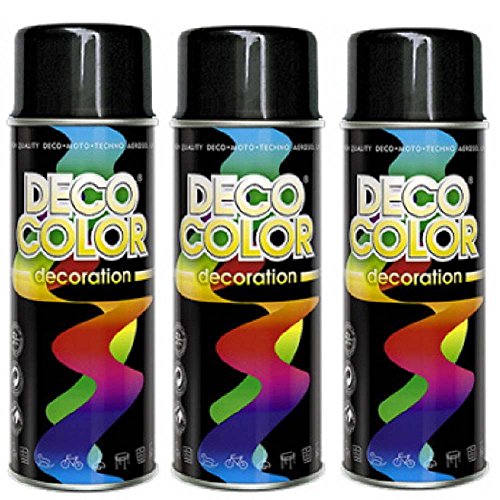 Fahrzeugteile Hoffmann 3er Sparpack DC Lackspray glänzend 400ml nach RAL freie Farbauswahl (3 Dosen in schwarz Glanz RAL 9005)