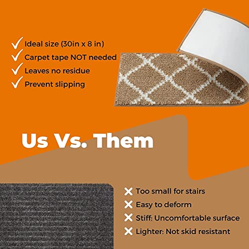 Mbigm 8"X30" Carpet Stair Treads For Wooden Steps (15 Pack) - Non-Slip Safety Rug With Soft Plush Comfort - Skid Resistant Indoor Runner For Kids, Elders, And Pets - Reusable Adhesive - Cornstalk #TOP5