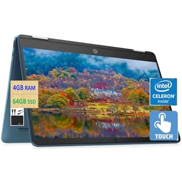 HP Laptop 2 em 1 2022 X360 Chromebook Spin 2 em 1, tela sensível ao toque HD de 35.6 cm, processador Intel Celeron N4120 Dual Core, 4GB RAM, 64GB eMMC, câmera, Wi-Fi, Chrome OS + MarxsolCables Forest