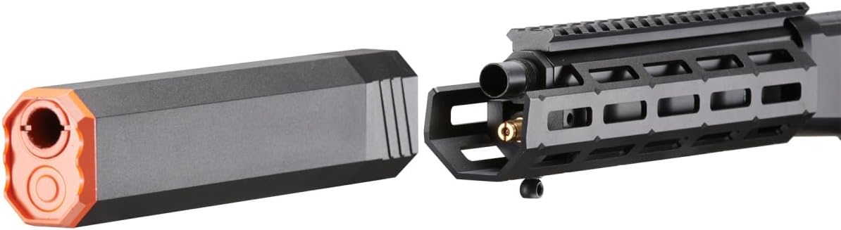 GoldenBall Atlas Custom Works Airsoft M1873 Mares Leg Lever Action Airsoft Green Gas Rifle w/MLOK Rail and Suppressor (Color: Black)