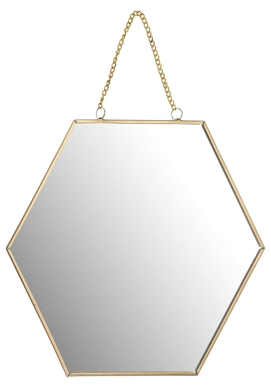 Rammento 29x29cm Hexagon Gold Hanging Bathroom Mirror | Decorative Lightweight Bathroom Shaving & Shower Mirror | Wall-Hanging Mirrors for Hallway, Living Room & Bedroom | Gold Home Decor Accessories
