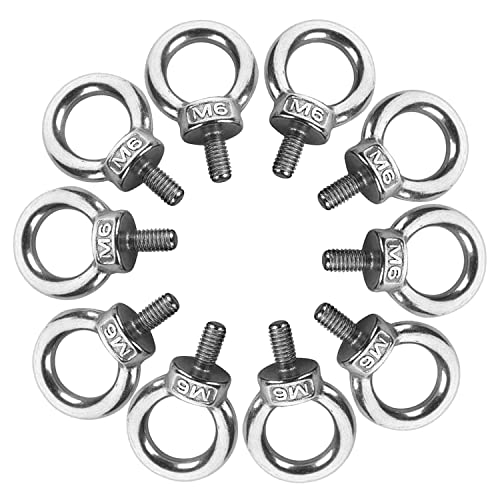 Image of 10Pcs 304 Stainless Steel M6 Male Thread Machinery Shoulder Lifting Ring Eye Bolt