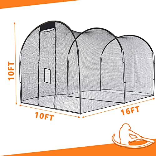 Okayes Batting Cage, Baseball Batting Cage Net, Softball Batting Cage, Portable Batting Cage, Batting Cage For Backyard, Outdoor Batting Cage With Frame And Net For Home, 16X10X10Ft Home Batting Cage #TOP1