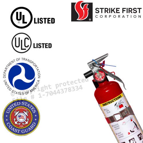 Strike First 2.5 Lb ABC Dry Chemical Standard Home Fire Extinguisher Red with Vehicle Bracket, Yellow Inspection Tag and Sign