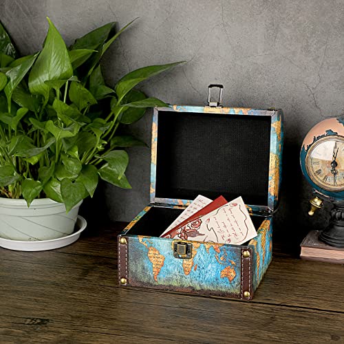 Elldoo Decorative Treasure Chest Box, Wooden + Pu Leather Storage Box For Jewelry Trinkets, Keepsakes Box For Girls Women Gifts (Green Map Pattern) #TOP5