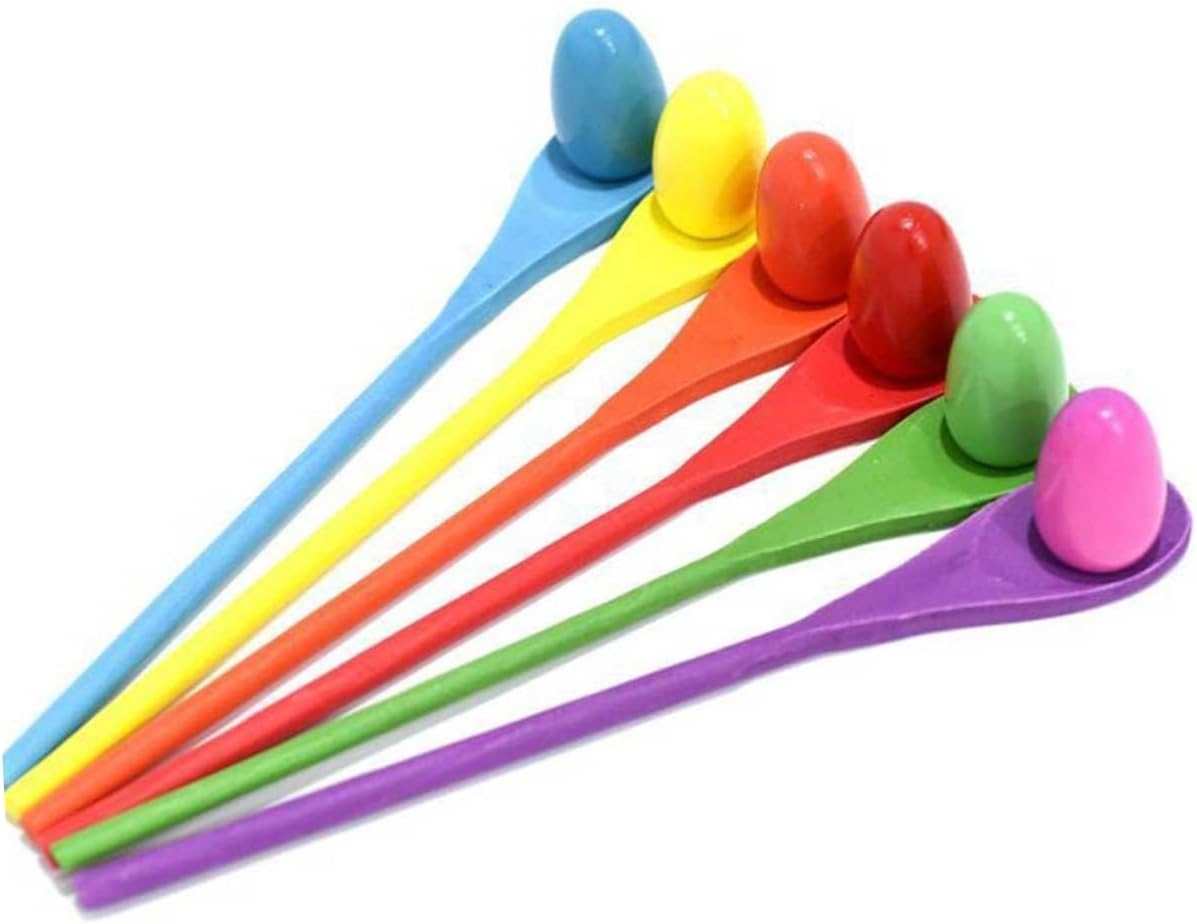 Egg and Spoon Relay Race Sensory Integration Toy for Kids, Wooden Balance Stick Outdoor Playing Tool, Random Color, Training and Relay Game Equipment for Boys and Girls