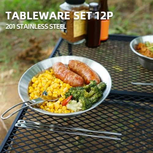 Kdouehg 12PCS Outdoor Tableware Set Portable Camping Tableware Kit Self Driving Tour Barbecue Camping Home Dining Bowl Plate - Image 2