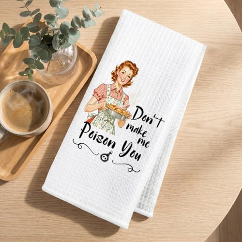 Image of 2 Pcs Funny Kitchen Towels 24x14 Inch, Housewife Reusable Microfiber Dish Cloth Hand Towel, Waffle Weave Tea Towels for Bathroom kitchen Farmhouse Decor, Hostess Gifts for Women Mom Friend
