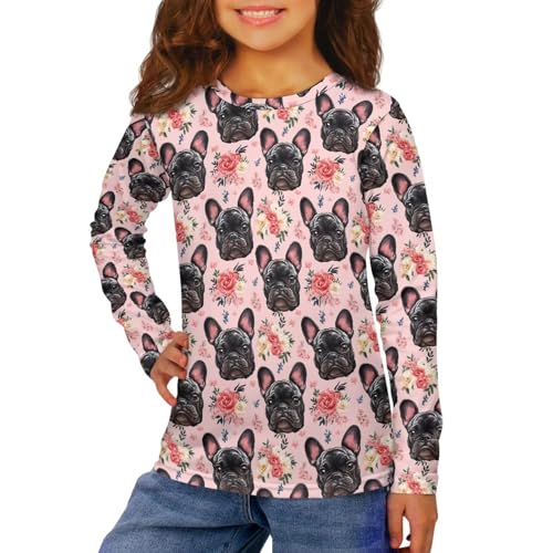 Xpyiqun T Shirts for Girls 3-16 Y Casual Long Sleeve Shirt Kids Athletic Graphic Tee Pullover Tops Tshirts2