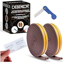 DEBEKOR Kit Burlete Ventana y Puertas - Tira de Sellado - Burlete Ventana Corredera - Aislante Acústico Ventanas, Puertas y Muebles - 12 Metros