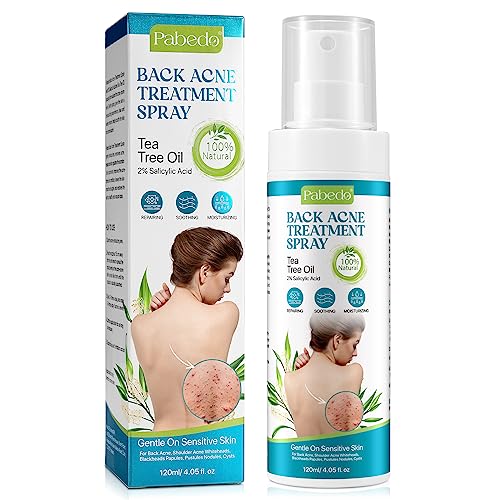 Back Acne Treatment Spray 4.04 fl oz, 2% Salicylic Acid Spray, Back Acne Spray, Tea Tree Oil Spray with Aloe Vera, Body Acne Spray, Back Acne Solution