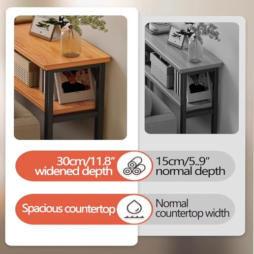 Mesa estrecha de madera para sofa que soluciona la falta de espacio en casa 3