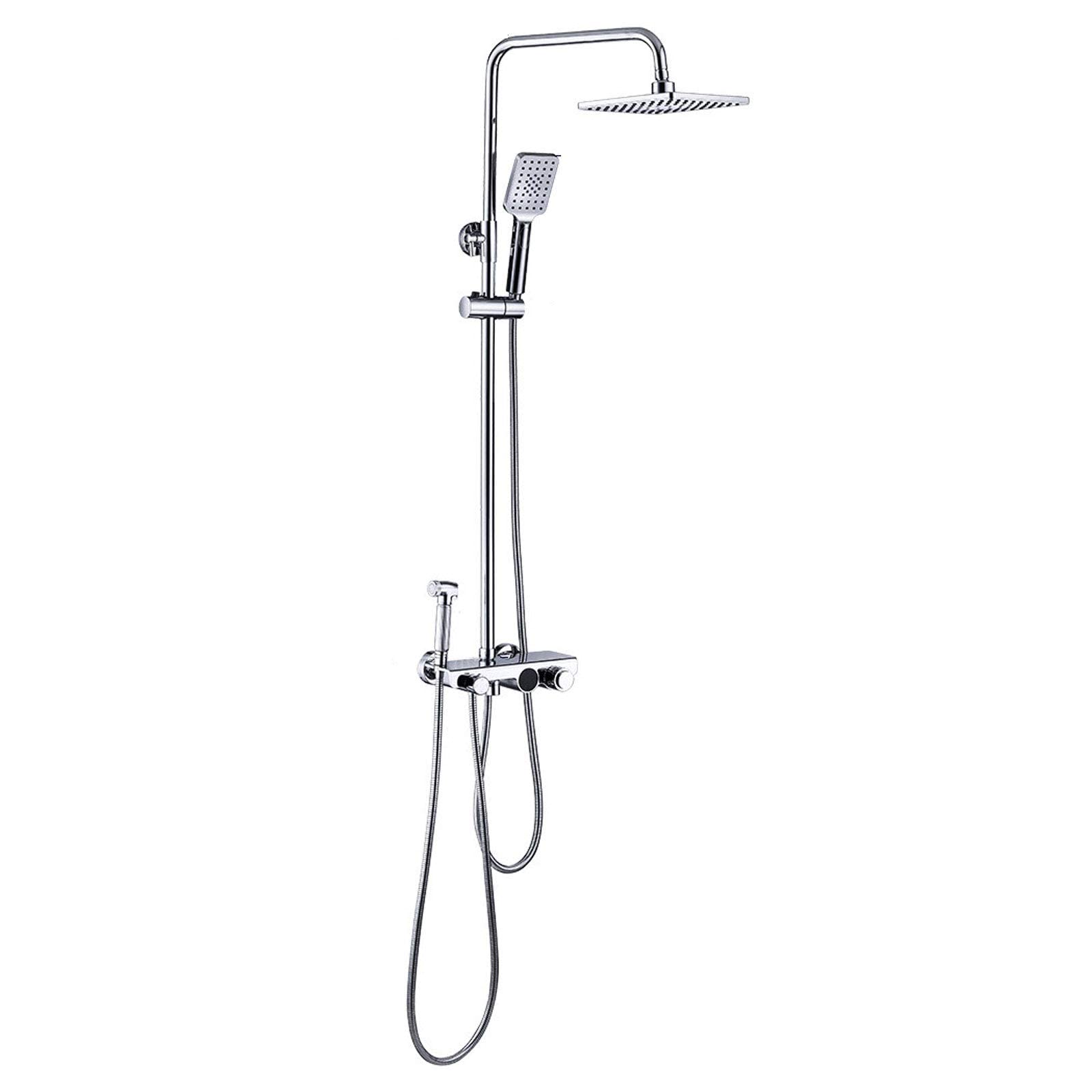 Système de douche thermostatique laiton chromé avec affichage numérique et mitigeur bain
