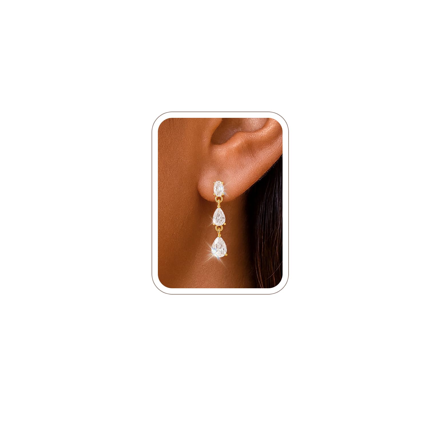 ZOERAY Gold Ohrringe Silber 925 Hängend für Damen 18K Vergoldete Wasserfest | Perlenohrringe mit Zirkonia,Tropfen Ohrringe Goldene,Hypoallergene Glitzer Ohrhänger,Modeschmuck Brautschmuck Geschenke Frau