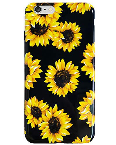 iPhone 6S Plus & iPhone 6 Plus Case Vintage Floral,J.west Cute Yellow Sunflowers
