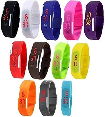 LEMONADE - Pack of 12 - Multicolor Unisex Digital LED Band Wrist Watch for Boys, Men, Girls, Women (B06XWQGR4R) Amazon Price History, Amazon Price Tracker