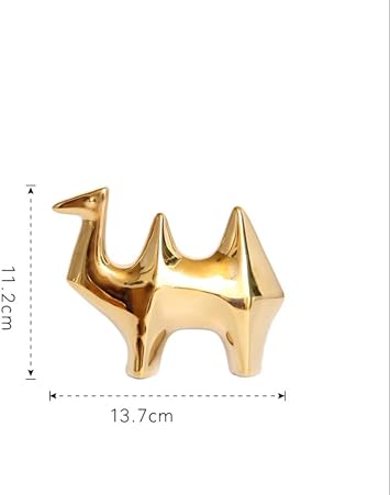 Golden Ceramic Unicorn, Camel, Dog, Giraffe, Bull, Creative Cute Decorations, Ceramic Home Decoration, Tabletop Decorative Figurines for Home Or Gifts. Camel