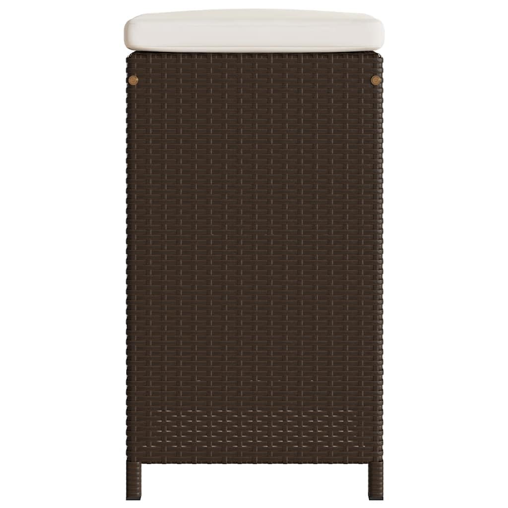 Sgabello da bar da giardino con cuscino, 2 pezzi, in rattan sintetico, in acciaio verniciato a polvere, 40 x 40 x 76 cm, resistente ai raggi UV, per balcone, terrazza, esterno, con