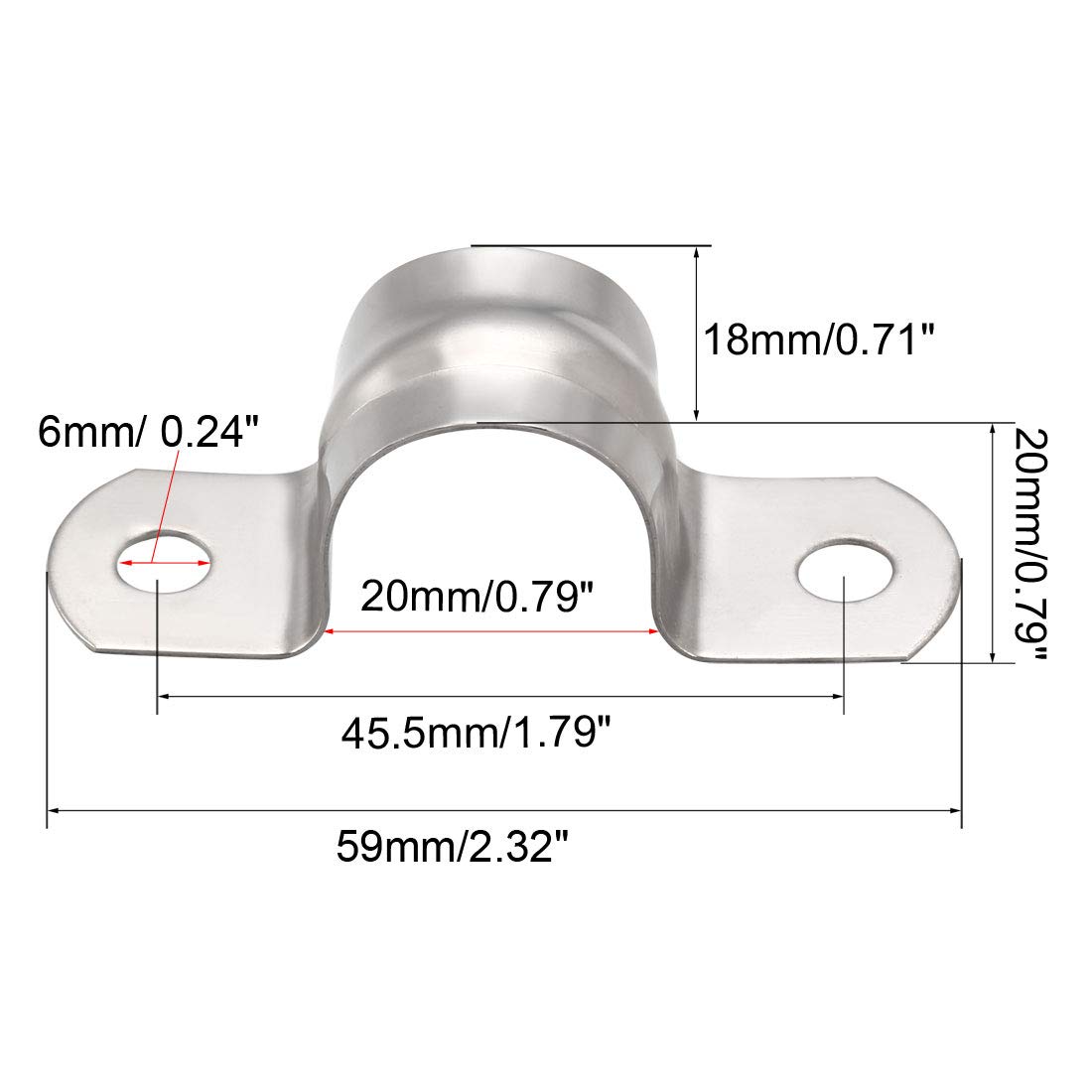 Amazon | uxcell サドルバンド パイプ固定金具 10個セット 20mm 2穴 U