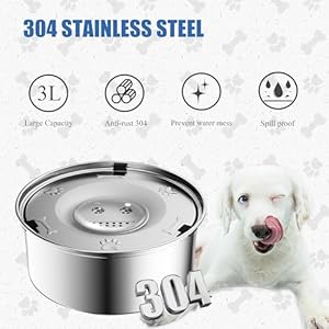 Dog Water Bowl, 3L Large no Spill Dog Bowls, Stainless Steel Water Bowl Dispenser Spilling Proof for Dogs, 101 oz Non-Skid Pet Water Feeder, No Messy Drip, Slow Drink Pet Water Bowl Dog Water Bowl, 3L Large no Spill Dog Bowls, Stainless Steel Water Bowl Dispenser Spilling Proof for Dogs, 101 oz Non-Skid Pet Water Feeder, No Messy Drip, Slow Drink Pet Water Bowl