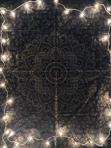 Icc Black Gold Poster Metallic Small Wall Tapestry For Bedroom Aesthetic Hippie Boho Indie Bohemian Mandala Trippy Large Hanging Tapestries Golden Bedspread Gypsy Picnic Blanket Art 30 X 40 Inch #TOP6