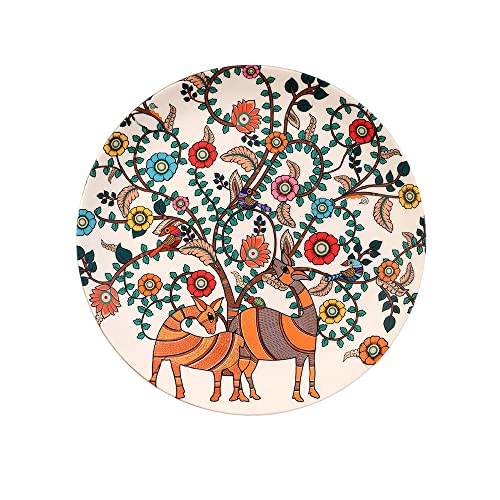 KOLOROBIA Decorative Madhubani Wall Plate | 10 Inch Hanging Ceramic Plate With Stand & Metal Hook | Gift Box Packaging | Home Décor for Living Room & Office KOLOROBIA Decorative Madhubani Wall Plate | 10 Inch Hanging Ceramic Plate With Stand & Metal Hook | Gift Box Packaging | Home Décor for Living Room & Office