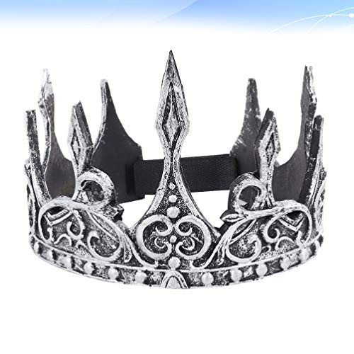 AMOSFUN Coroa do Rei Prata Antiga Coroa Rei Retrô Cosplay Coroa Medieval Royal Coroa Monarca para De