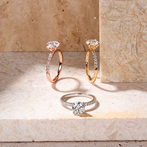 Smilest 1.5Ct Moissanite Engagement Rings For Women, D Color Vvs1 Clarity Excellent Cut Solitaire Simulated Diamond Rings S925 Sterling Silver 4 Prongs Moissanite Promise Rings For Her Jewelry Gifts #TOP5