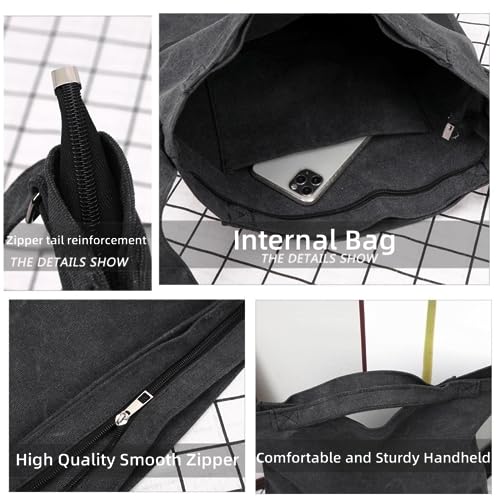 Bolso Tote de Lona para Hombro con Cierre miniatura 4