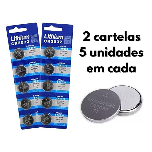 KIT 10 Baterias De Lítio 3V CR2032 Célula Moeda De Lithium Com Longa Duração Para Relógios Calculado