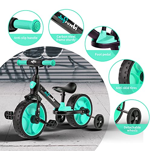 Afranti 4 In 1 Toddler Balance Bike With Training Wheels For Kids 18 Months-5 Years Old Boys Girls Infant Kids Baby Riding Tricycle Trike With Removable Pedals For Indoor Outdoor #TOP5