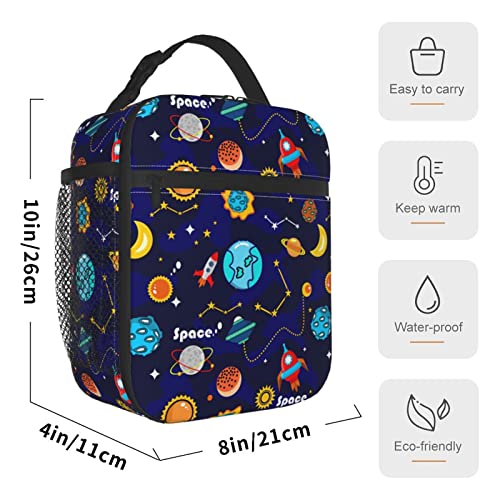 Proleibao Insulated Lunch Box Boys Portable Game Lunch Bag Blue Waterproof Lunchbox With Detachable Handle For School Travel Picnic Hiking Beach (Blue Space) #TOP1