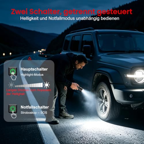 Shadowhawk 1000000LM Taschenlampe LED Aufladbar 24h Laufzeit -Bis zu 1000m – Ansicht 6