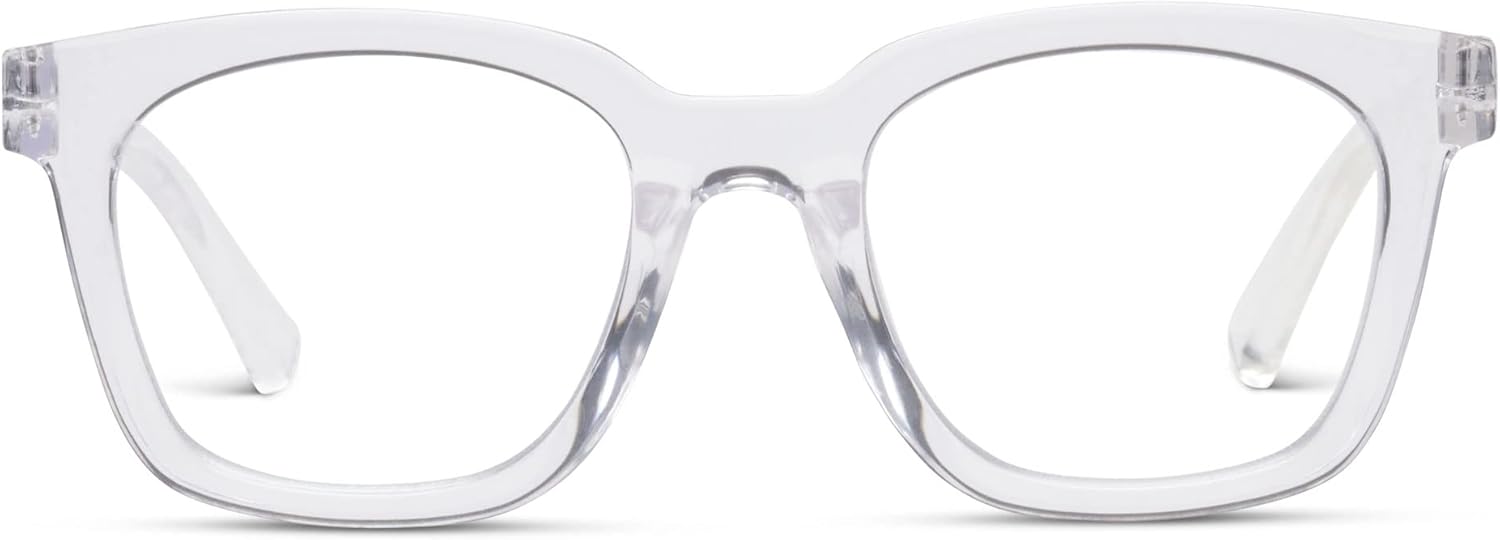 Peepers by PeeperSpecs Women's to The Max Square Blue Light Blocking Reading Glasses, Clear, 49 + 1