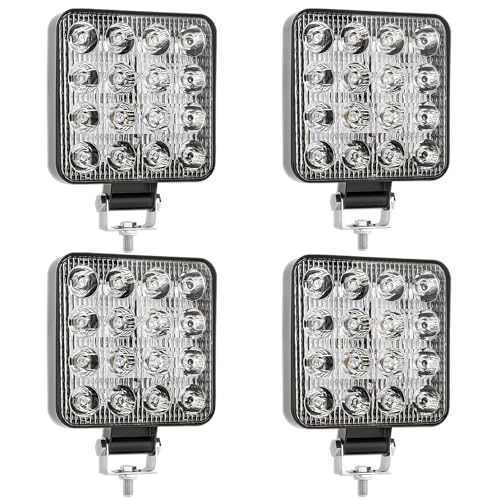 Fari led trattore 12V 4 pezzi 4.21' 10.5 cm alluminio abs IP67 48W 16 led 6500K faro led 12v fari led auto faretti led auto faro da lavoro led fari led 12v fari a led per trattore