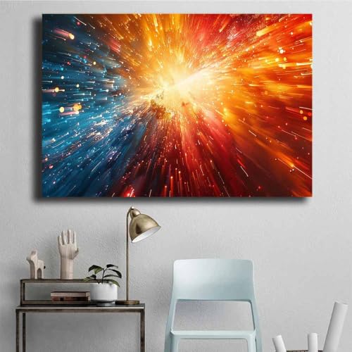 Affiche d'art abstrait coloré 60x90cm avec cadre orange pour chambre de garçon - 4