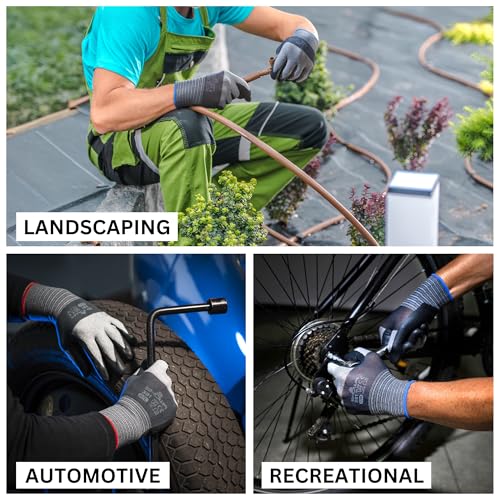 SHOWA MFT PRO 381, Mechanical and Industrial Protective Gloves, Foam Nitrile Palm Coating, Ultra-lightweight, Breathable, Grey, 12 Pairs, Size Small