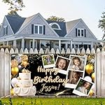 Customized Birthday Banner Personalized with Pictures and Name, Happy Birthday Party Decorations for Husband or Men, Unique Celebration Backdrop Banner for Event - Image 4