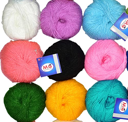 Image of M.G ENTERPRISE 100% Acrylic Wool Parrot Mix (Pack of 9) Baby Soft Wool Ball Hand Knitting Wool /Art Craft Soft Fingering Crochet Hook Yarn, Needle Knitting Yarn Thread Dyed -A