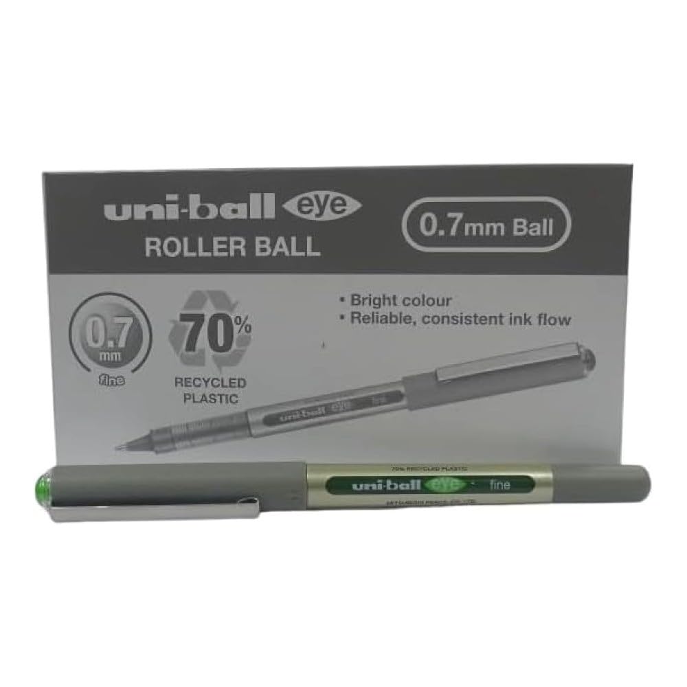 uni-ball Eye Fine Nib Rollerball Pens, 0.7 mm, Light Green (12-Pack)