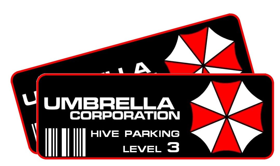 Umbrella Corporation Racoon City Hive Parking Stickers Set of 2 Stickers