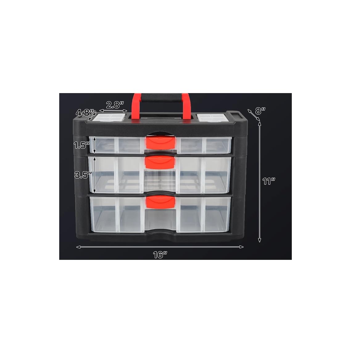 Portable Plastic 3Drawer Tackle Box Multipurpose Organizer For Fishing w/Handle