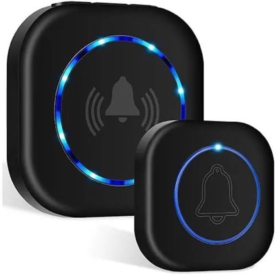 Nik case door bell wireless for home Waterproof Door Bell Chime Kit Alarm for Home at Over 500 Feet Range Operating with 36 Melodies, LED Flash, 3 Levels Adjustable Volume (ABS|Black)