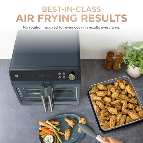 Image of Ninja | French Door Premier Air fry Oven | 10-in-1 functions | 20.3-qt capacity | 5-qt Air Fry Basket, Sheet Pan, Wire Rack, Broil Rack | PFAS-free, Dishwasher-Safe Accessories | Cyberspace | FO101BL