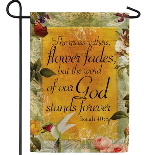 America Forever Bible Verse Garden Flag - 12.5 x 18 inch -Isaiah 40:8 God Stands - Christian Quotes Double Sided Religious Outdoor Yard Decorative Inspirational