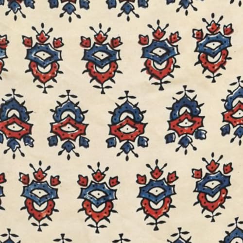 Image of Ethnics of Kutch Womens's Ajrakh Modal Silk Natural Dye Hand Block Print Unstitched Kurta Fabric