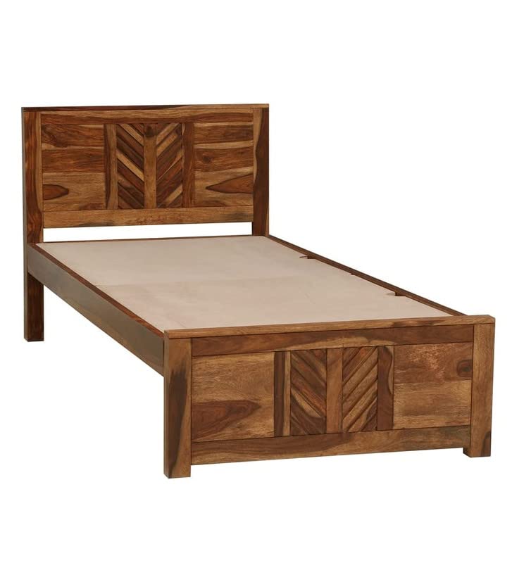 Image of Wudniture Solid Sheesham Wood Single Bed I Sheesham Wood Single Size Bed-Brown Finish