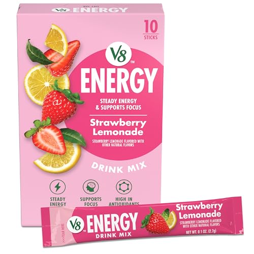 V8 Energy Strawberry Lemonade Energy Drink Powder, .10...